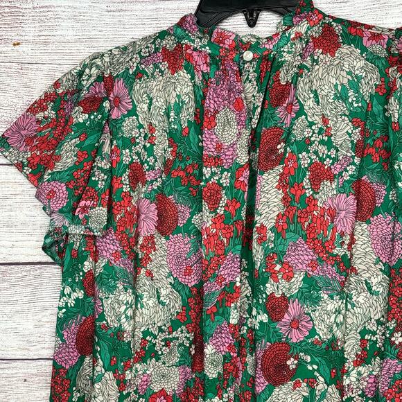 Trovata The Carla High Neck Nouveau Garden Lightweight Cotton Blouse Size Small - Picture 7 of 11